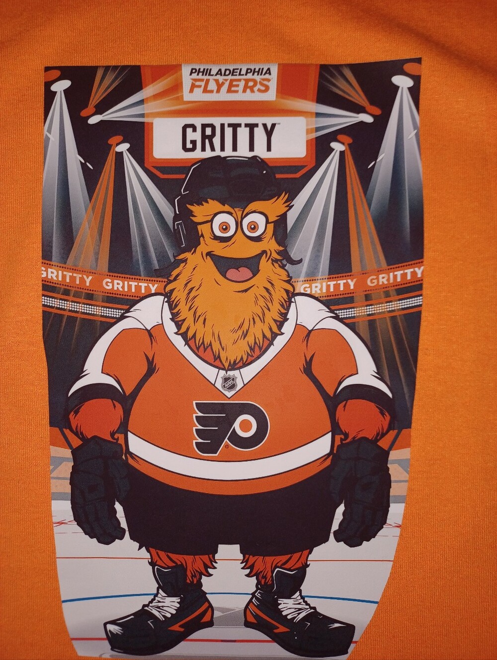Philadelphia Flyers GRITTY tee For Kids ,Youth Size Extra Large XL Orange